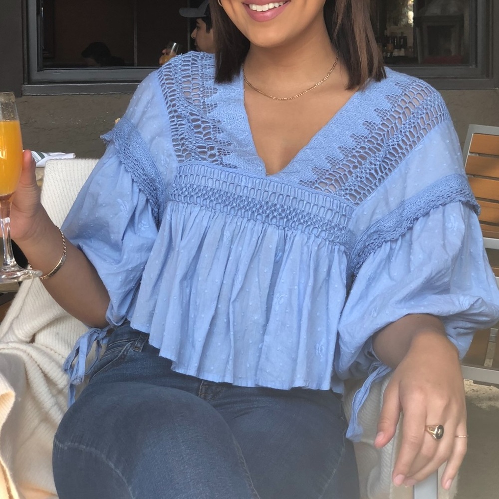 Free People Light Blue Top